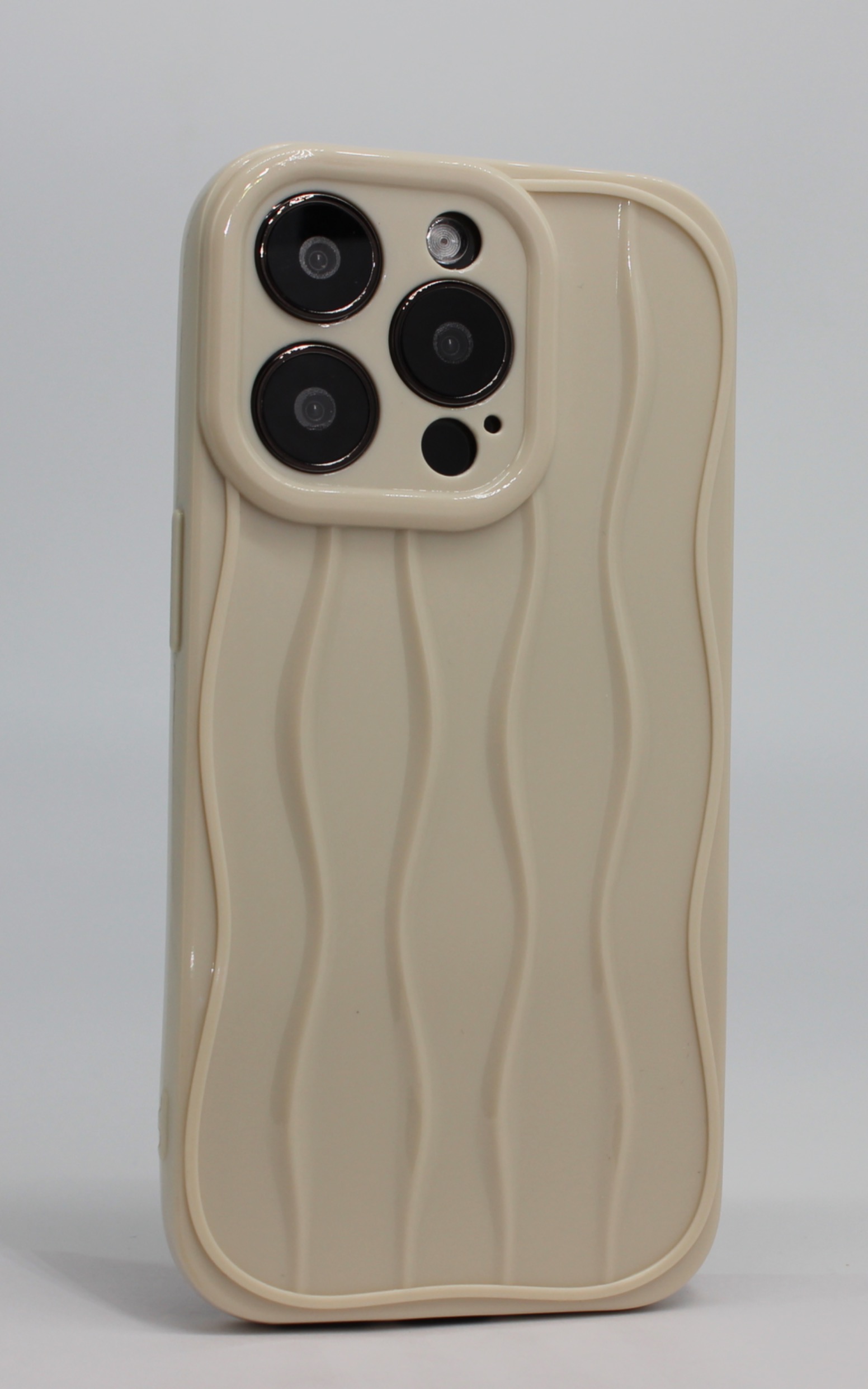 Apple Силиконовый  чехол для iPhone 12 Pro Max, с изогнутыми линиями бежевый