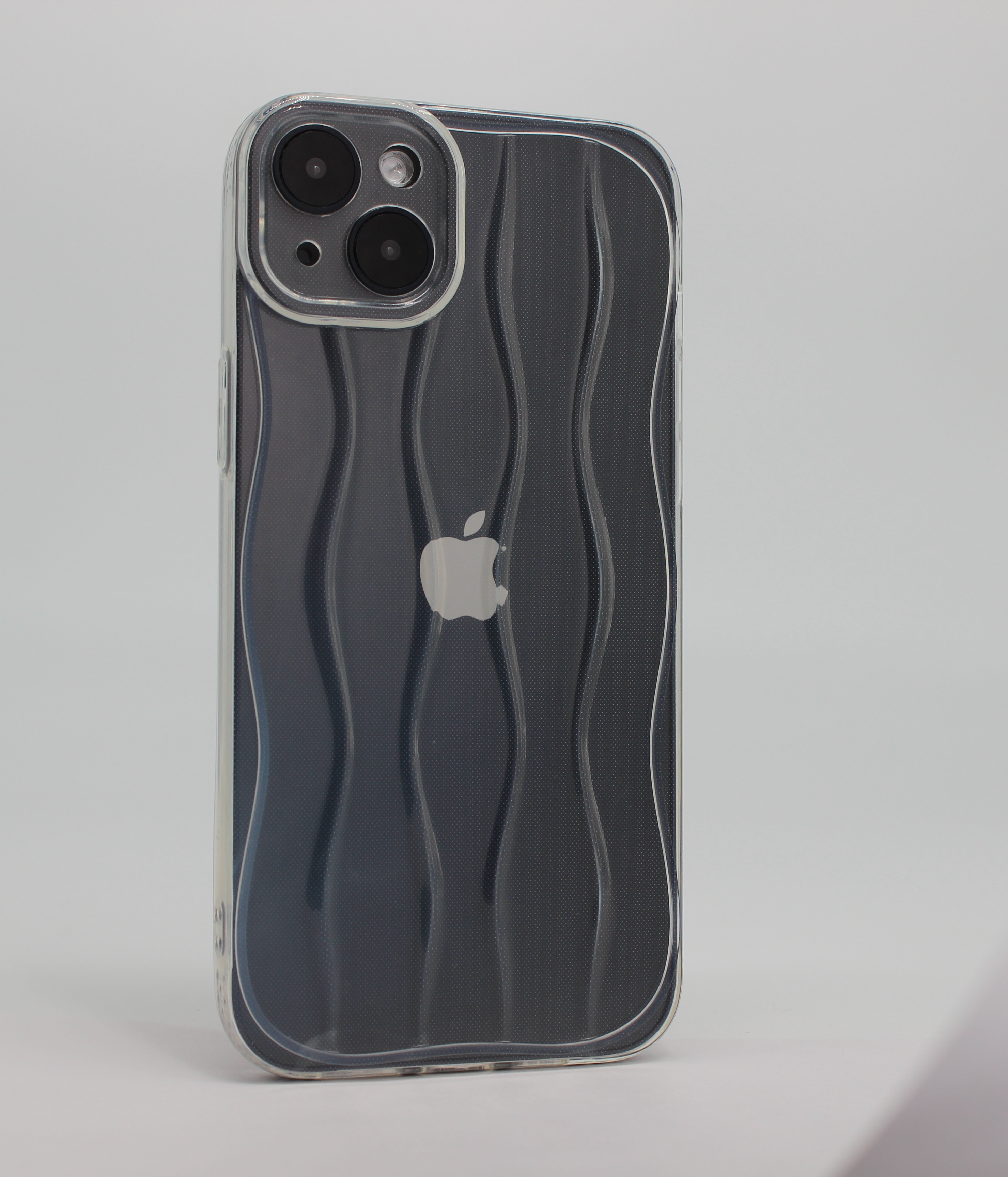 Apple Силиконовый  чехол для iPhone 14 Plus, с изогнутыми линиями прозрачный