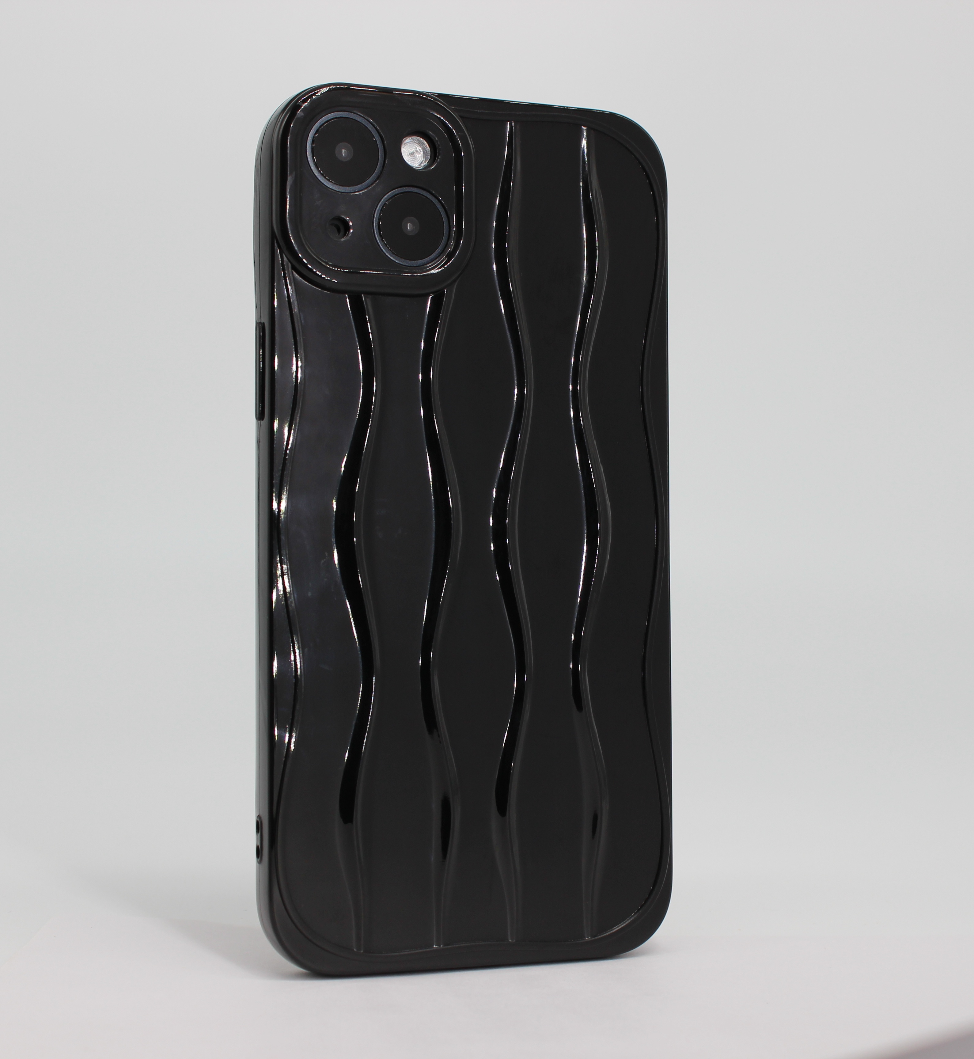 Apple Силиконовый  чехол для iPhone 13, с изогнутыми линиями черный