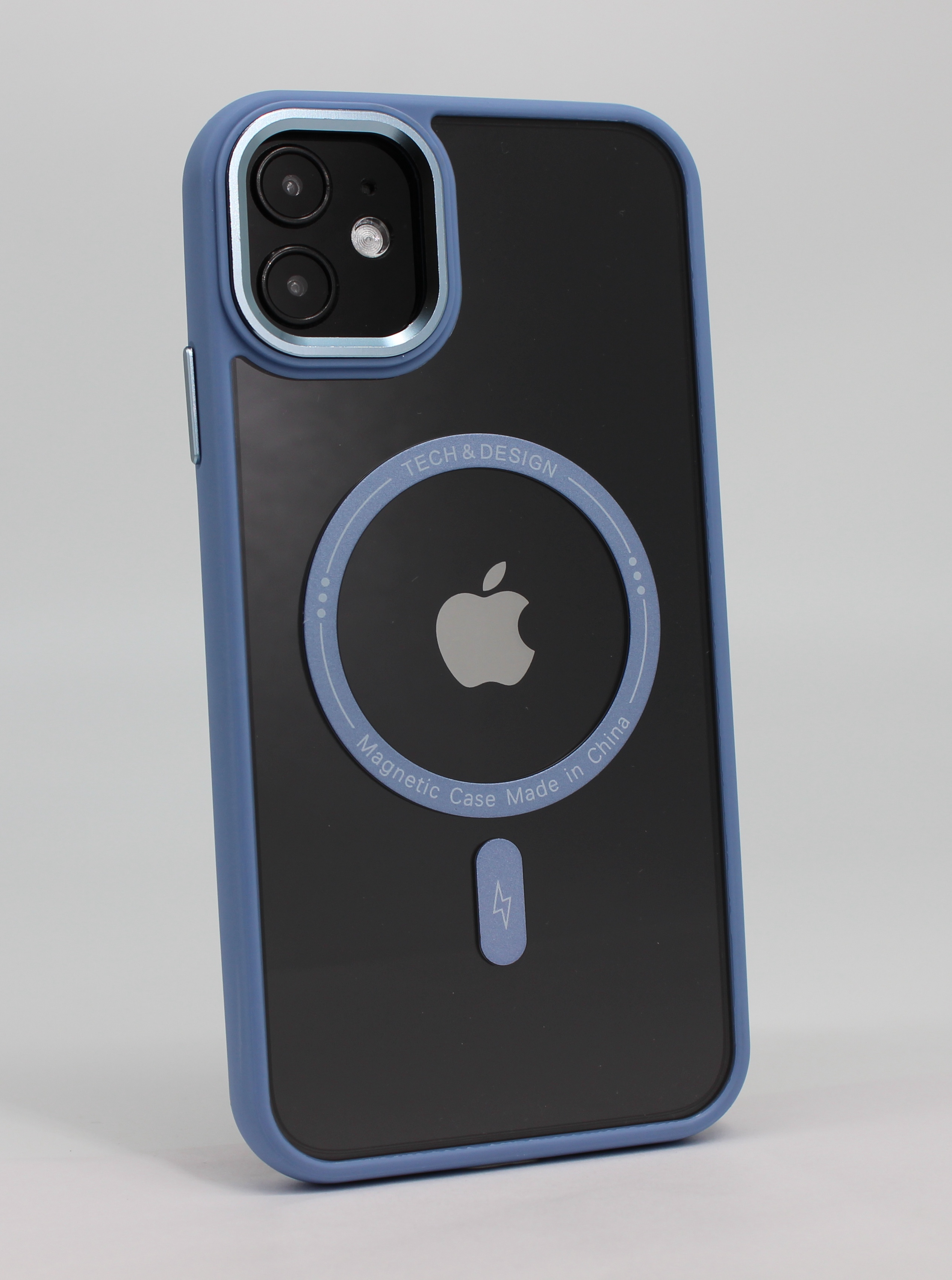 Apple Защитный чехол с металлической оправой объектива для iPhone 12/12 Pro, MagSafe серо-синий