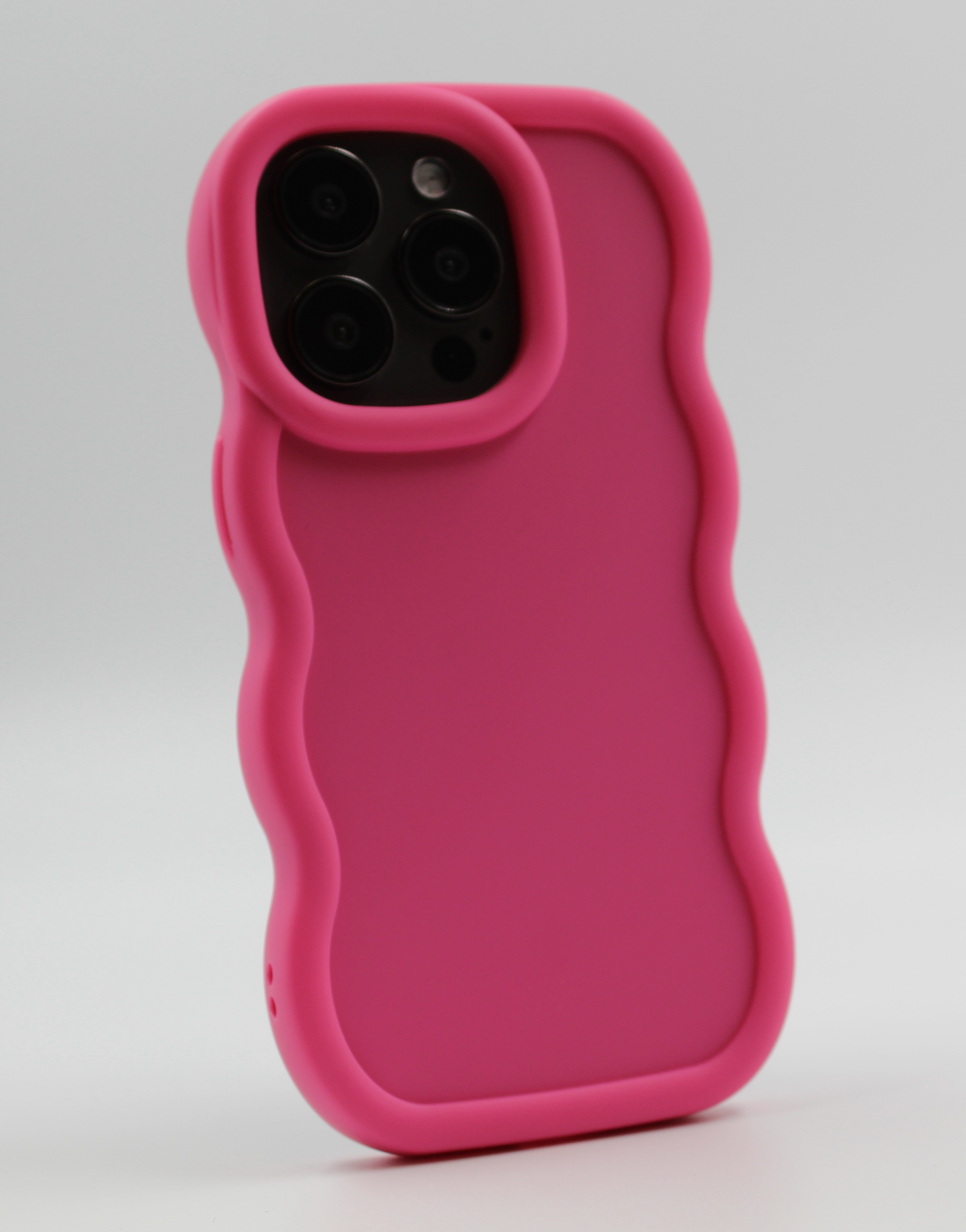 Apple Мягкий чехол с большой волной для iPhone 15 Pro ярко-розовый