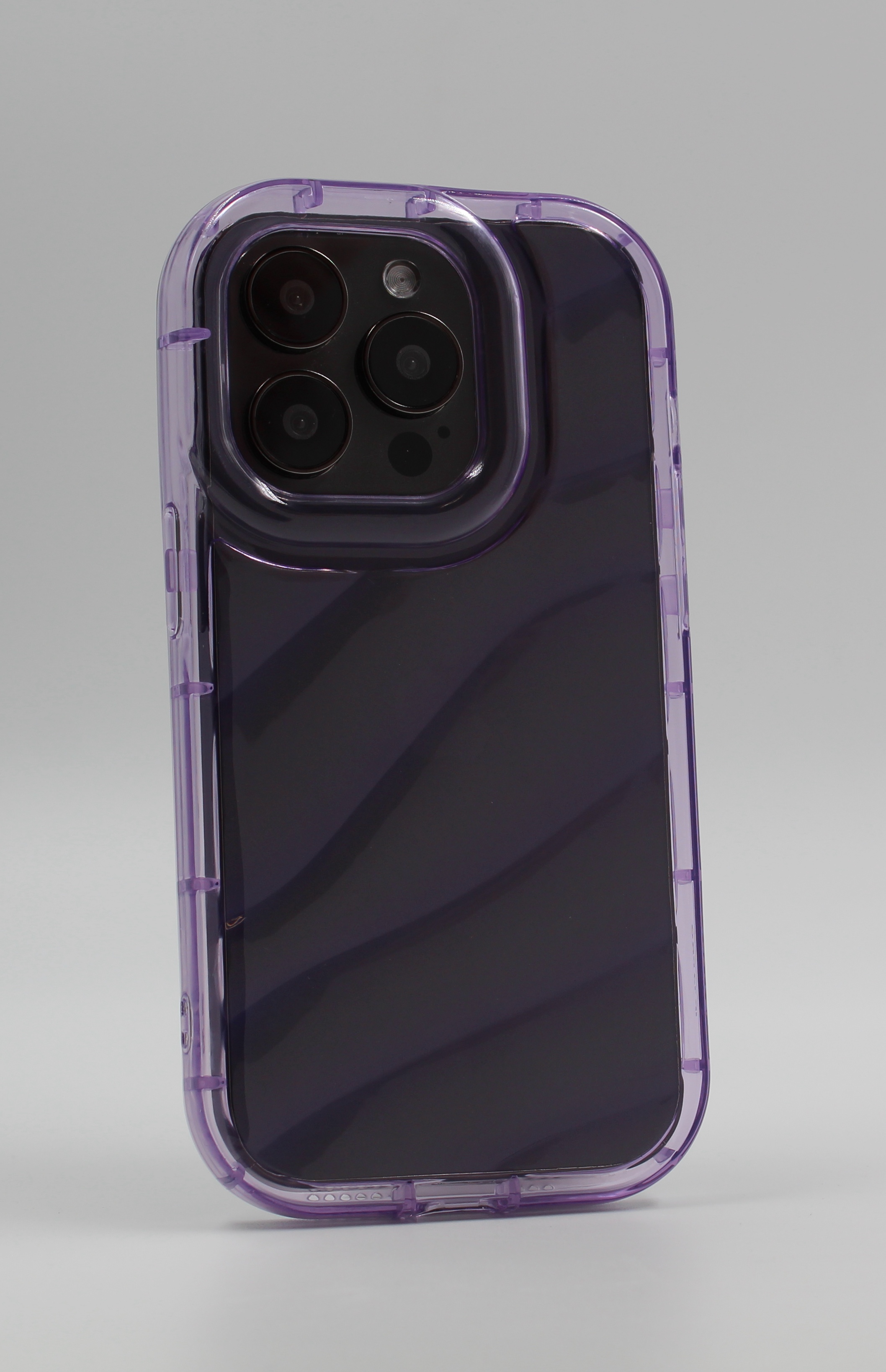 Apple Силиконовый чехол с 3D эффектом волны для iPhone 13 Pro прозрачный-фиолетовый
