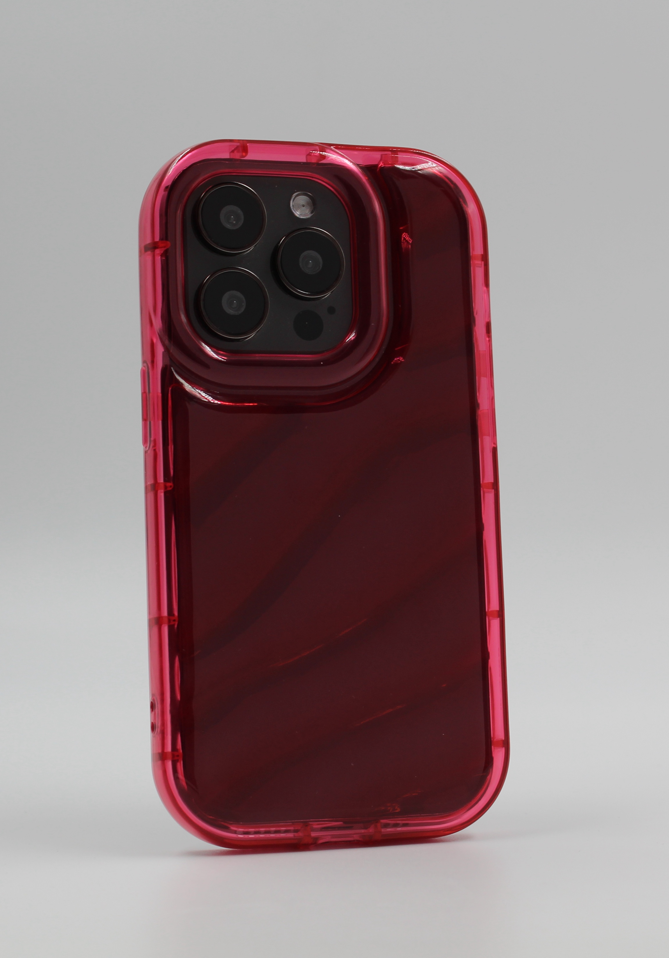 Apple Силиконовый чехол с 3D эффектом волны для iPhone 14 Pro Max прозрачный-розово-красный