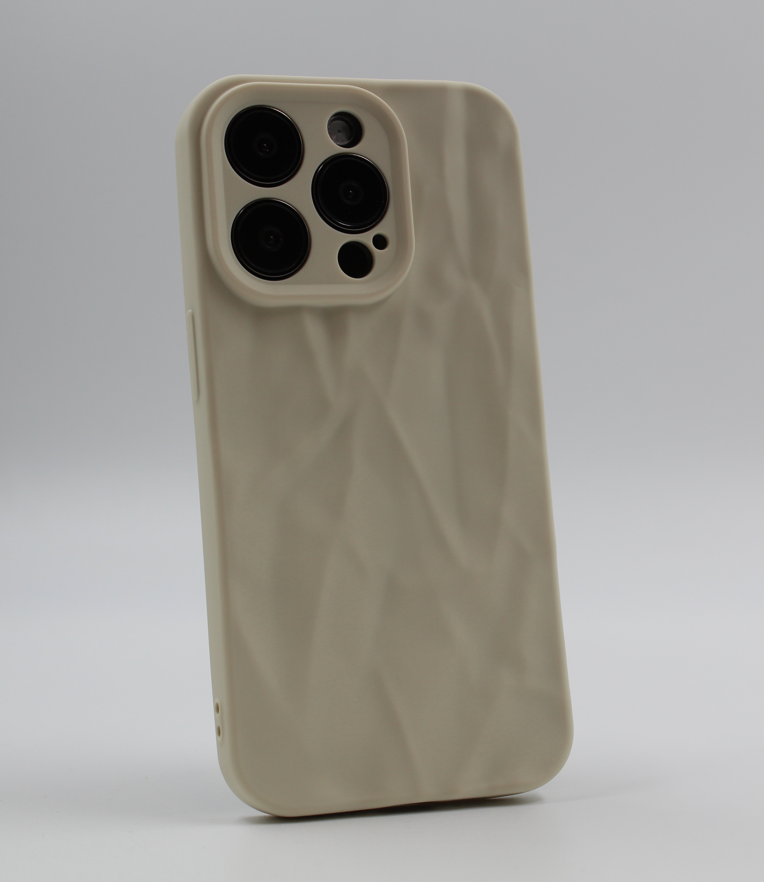 Apple Мягкий силиконовый чехол для iPhone 14 Pro, эффект мятой текстуры лунный