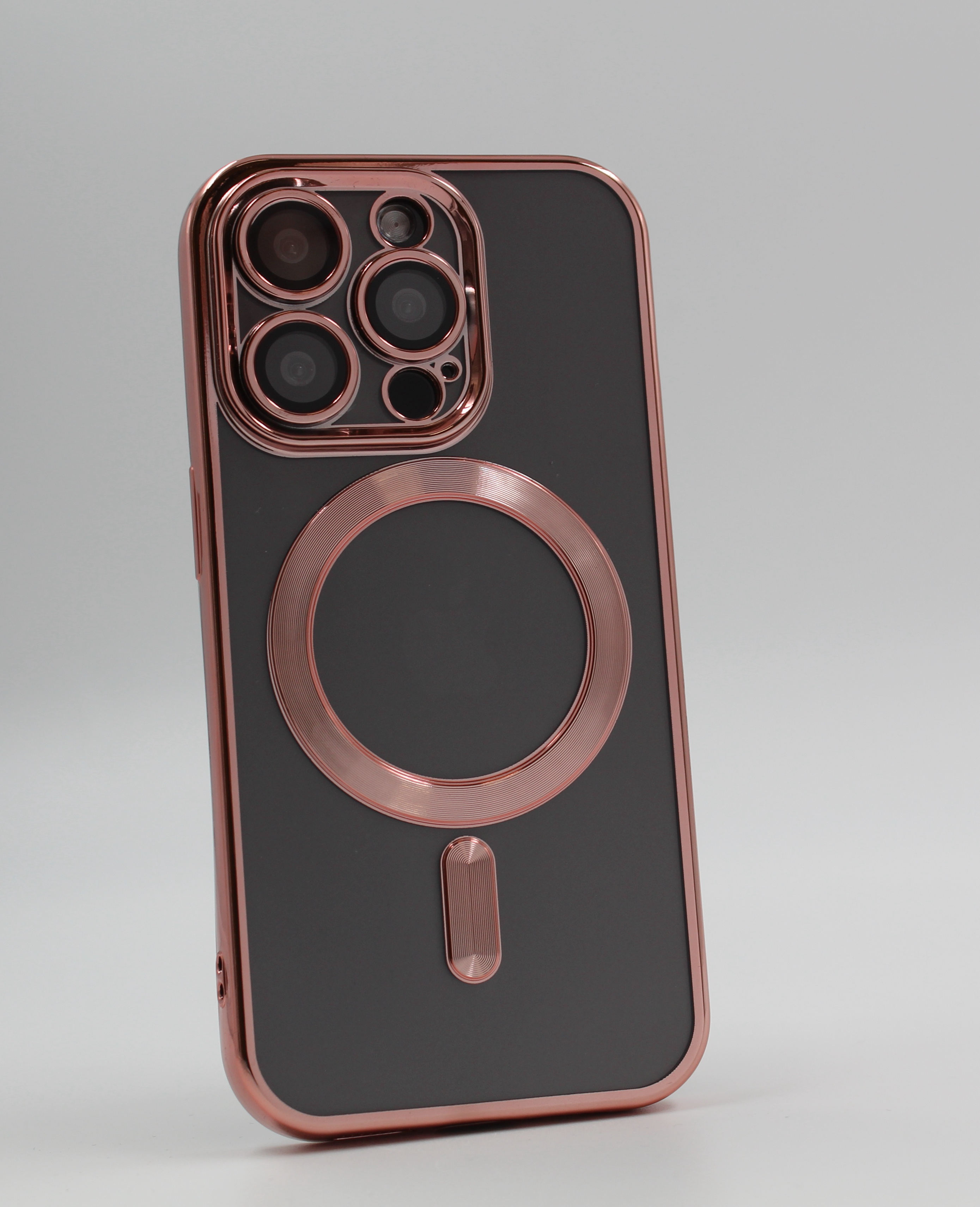 Apple Прозрачный чехол с глянцевой рамкой для iPhone 15 Pro, MagSafe розовый