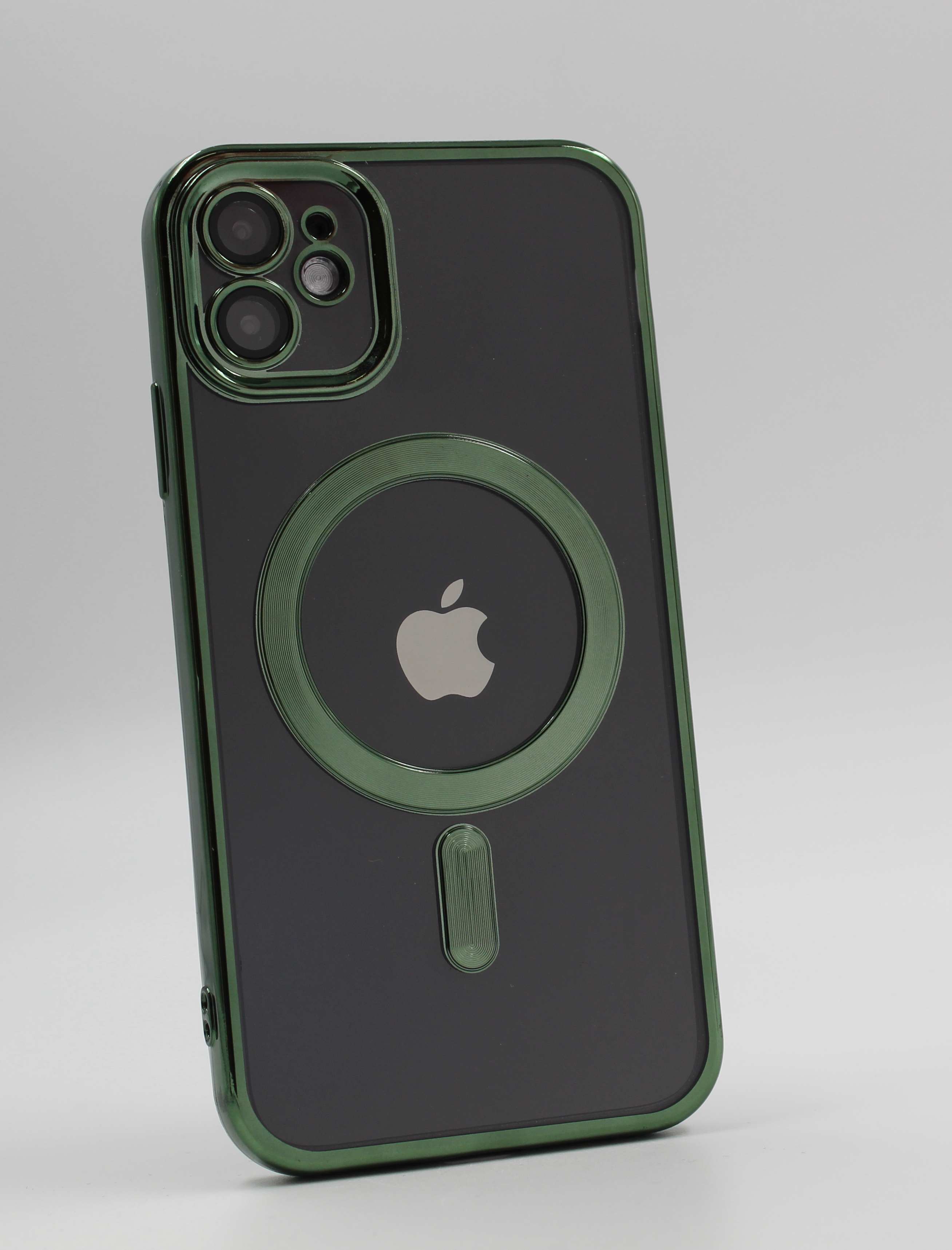 Apple Прозрачный чехол с глянцевой рамкой для iPhone 11, MagSafe зеленый