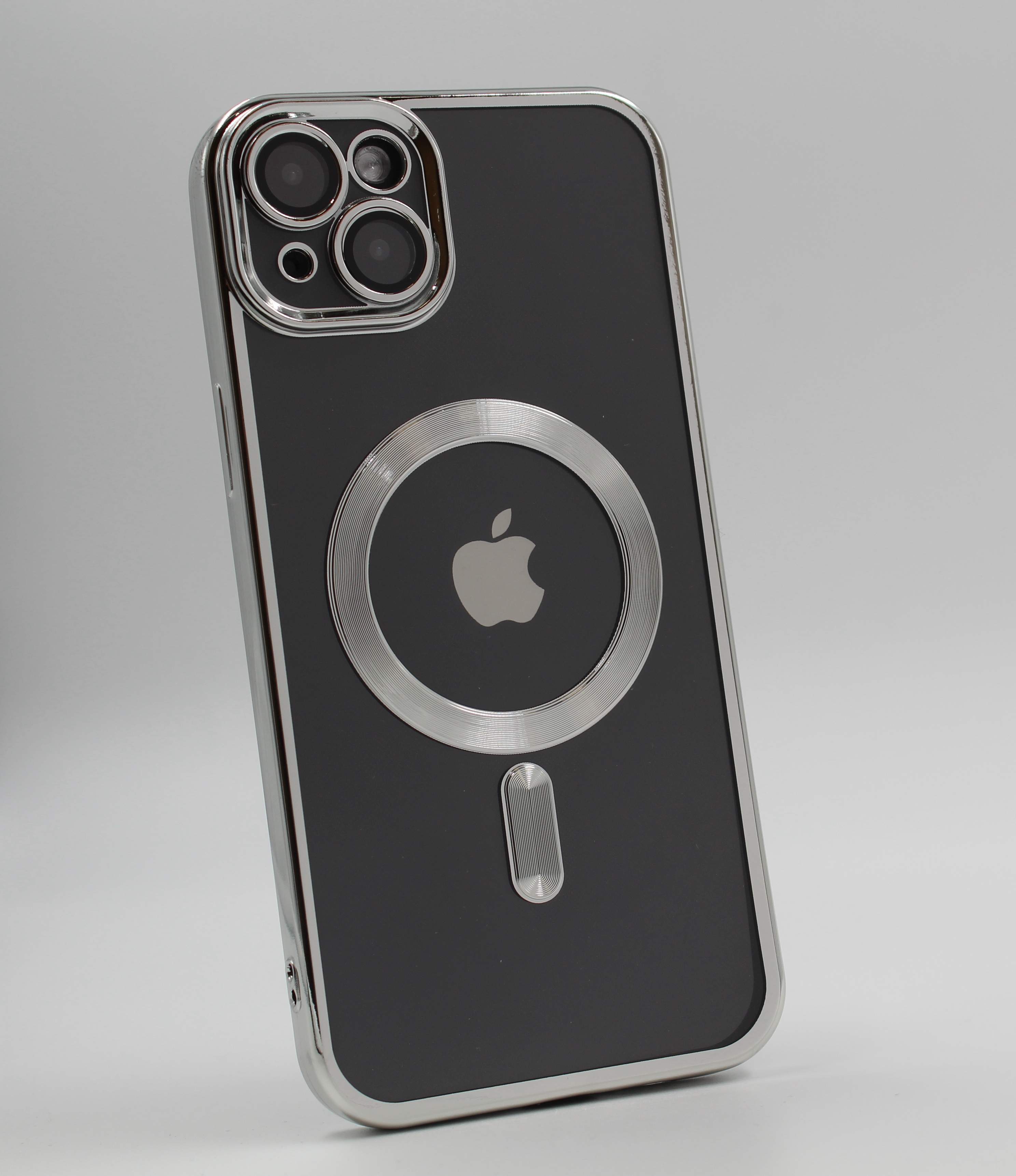 Apple Прозрачный чехол с глянцевой рамкой для iPhone 14 Plus, MagSafe серебристый