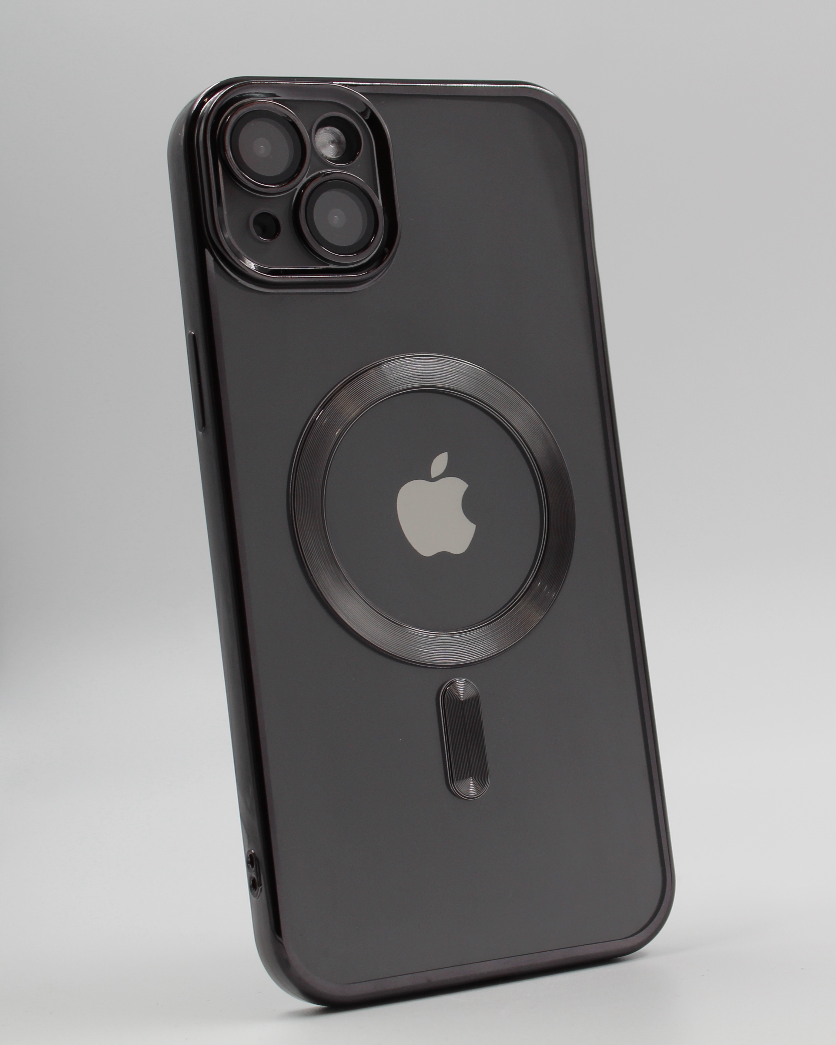 Apple Прозрачный чехол с глянцевой рамкой для iPhone 15 Plus, MagSafe черный