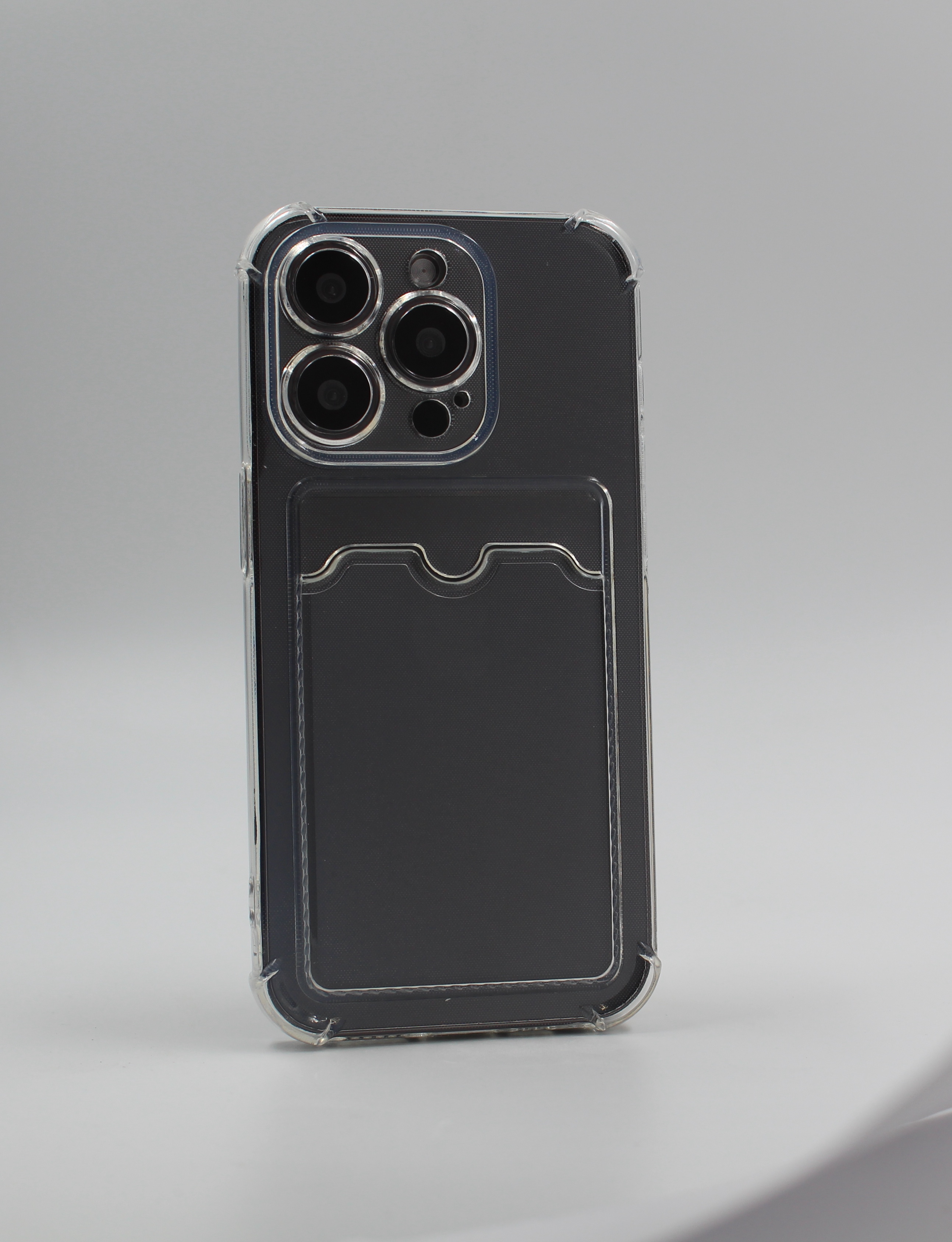 Apple Противоударный чехол с картхолдером для iPhone 15 Pro прозрачный