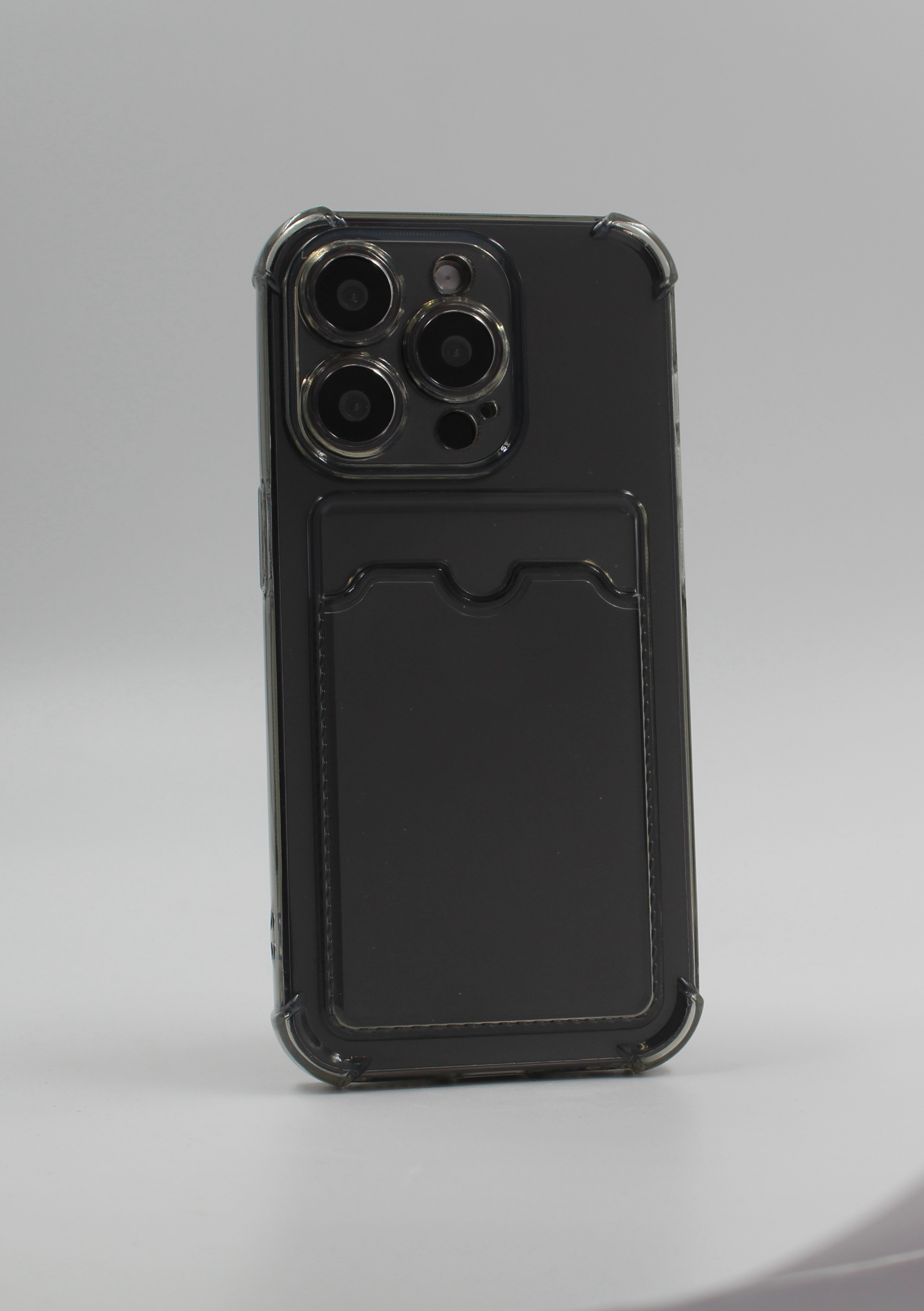 Apple Противоударный чехол с картхолдером для iPhone 16 Pro Max прозрачный-черный