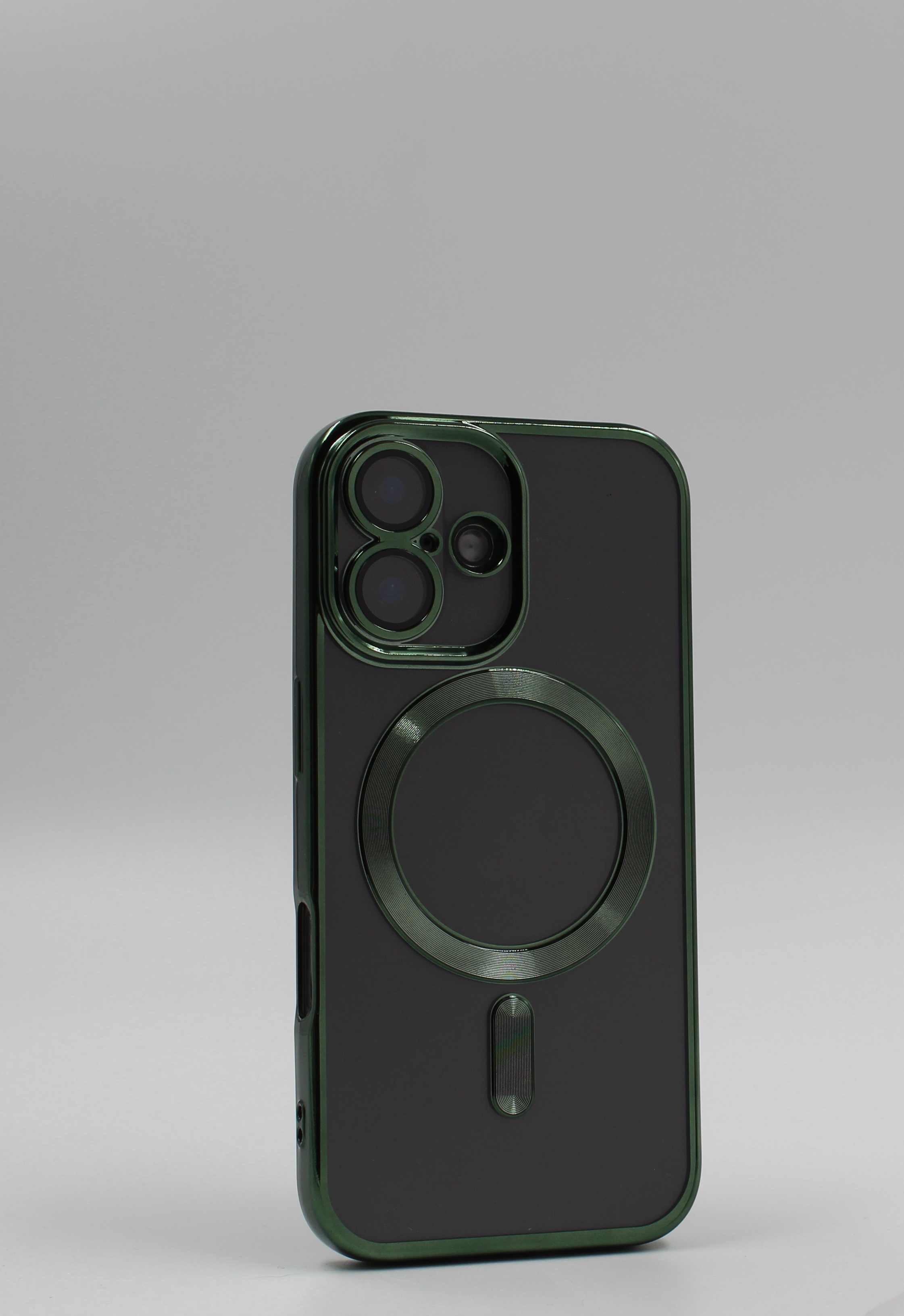 Apple Прозрачный чехол с глянцевой рамкой для iPhone 16, MagSafe зеленый