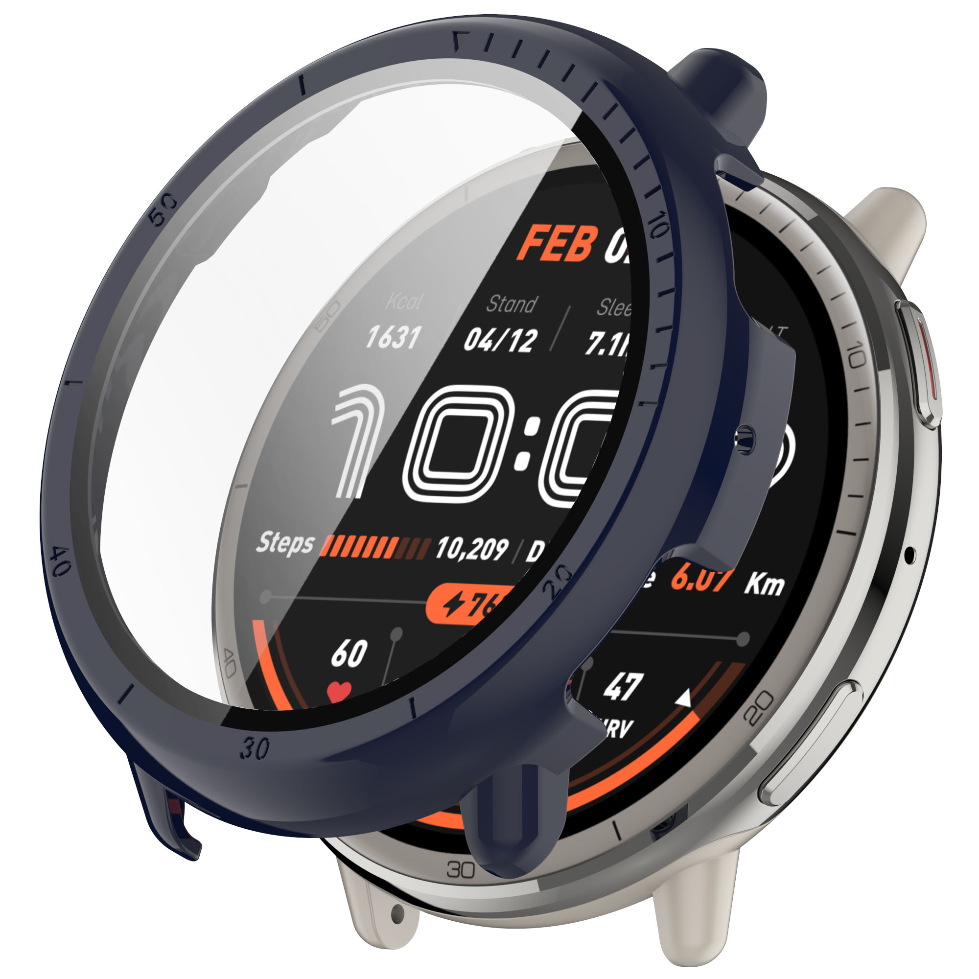 Amazfit Жесткий защитный чехол со стеклом для Amazfit Active 2 ночной синий