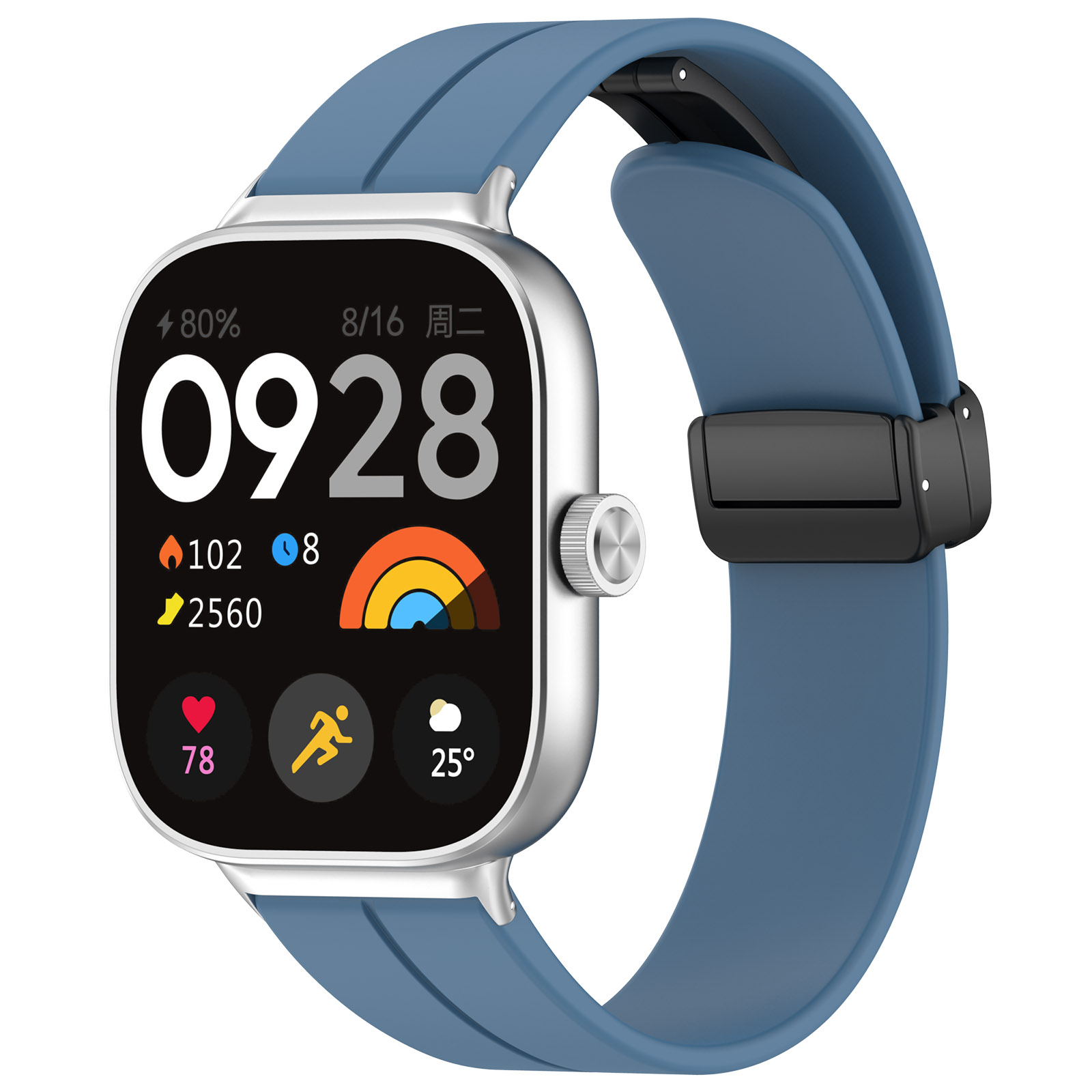 ГиперМол Cиликоновый ремешок для Xiaomi Mi Band 8 Pro/9 Pro и Redmi Watch 4/5 с магнитной застежкой, синий