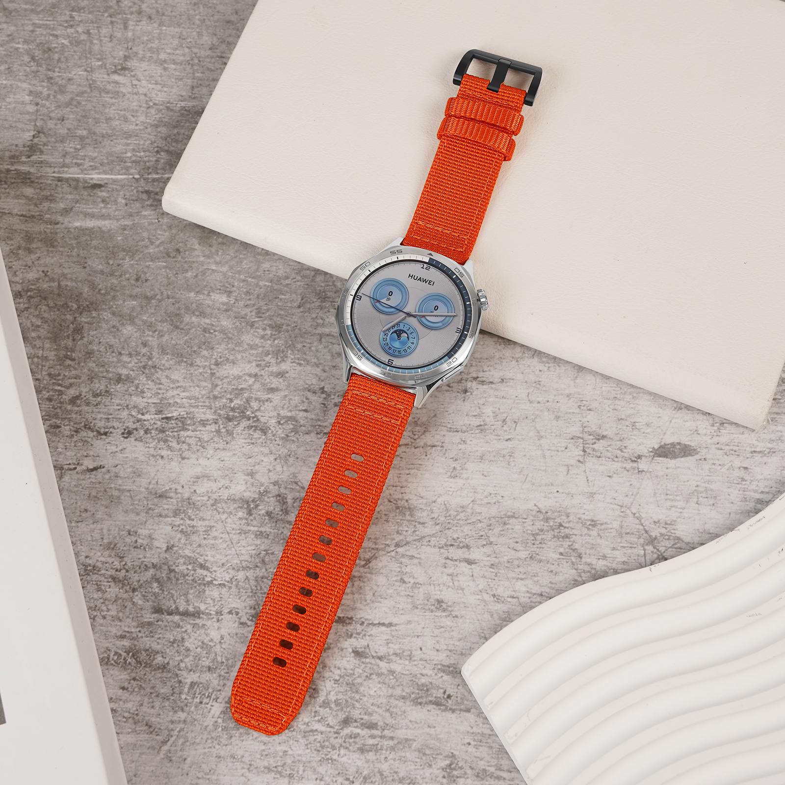 Samsung Нейлоновый ремешок для Samsung Galaxy Watch 4/5 Pro/6 Classic/7/FE, 20мм оранжевый
