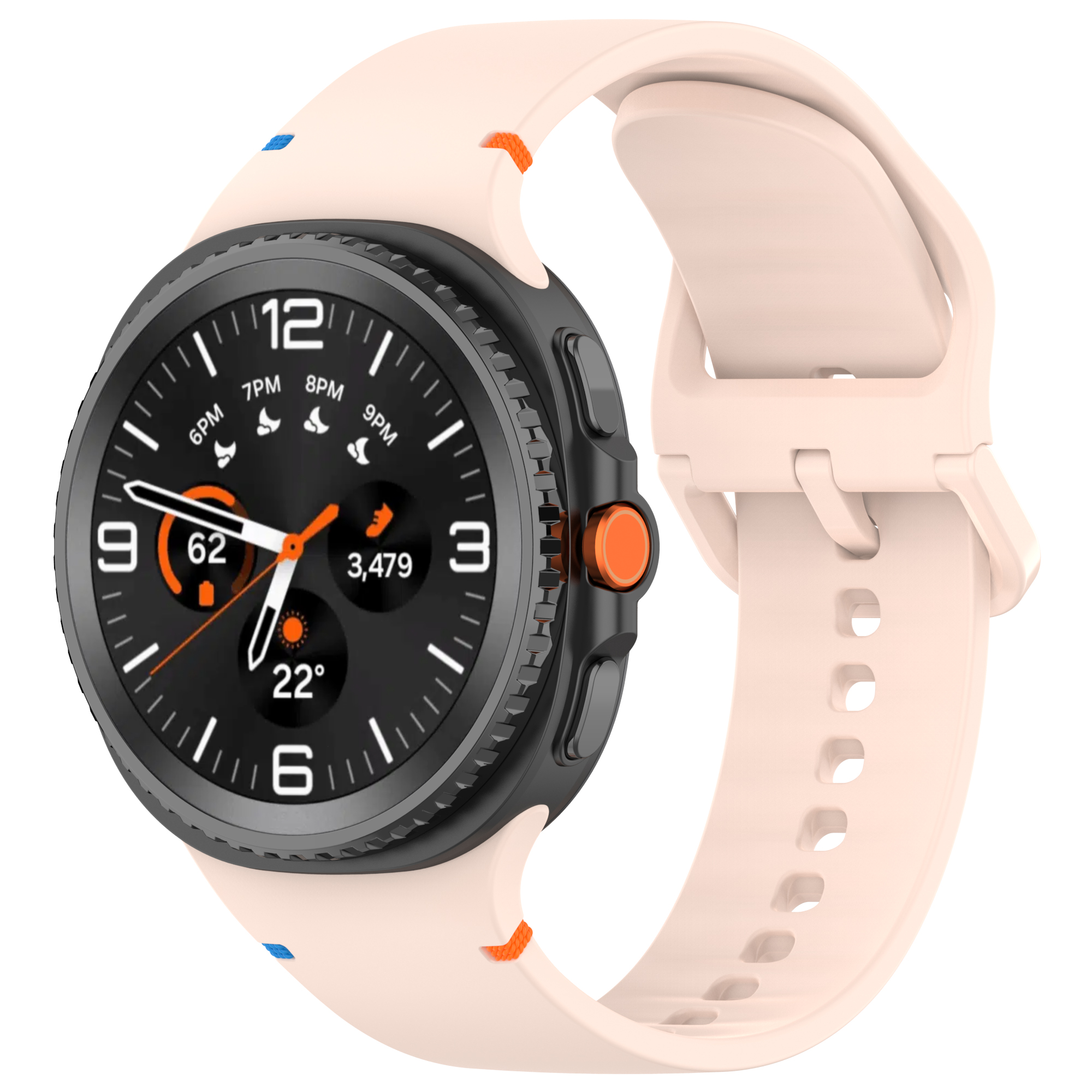 Samsung Силиконовый ремешок с цветной застежкой для Samsung Galaxy Watch 8/8 Classic, размер L розовый