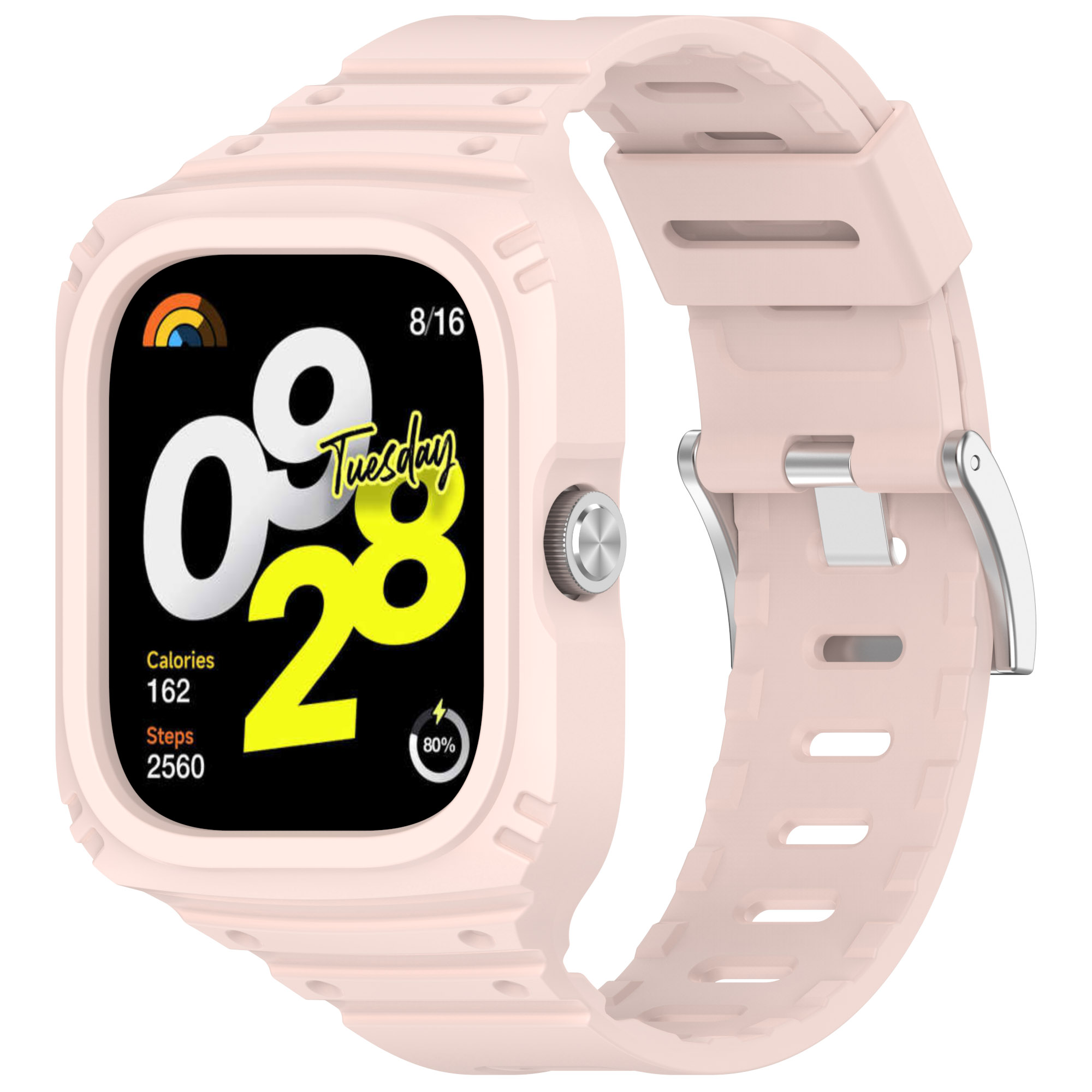ГиперМол Силиконовый ремешок-бампер для Redmi Watch 4 полная защита, розовый