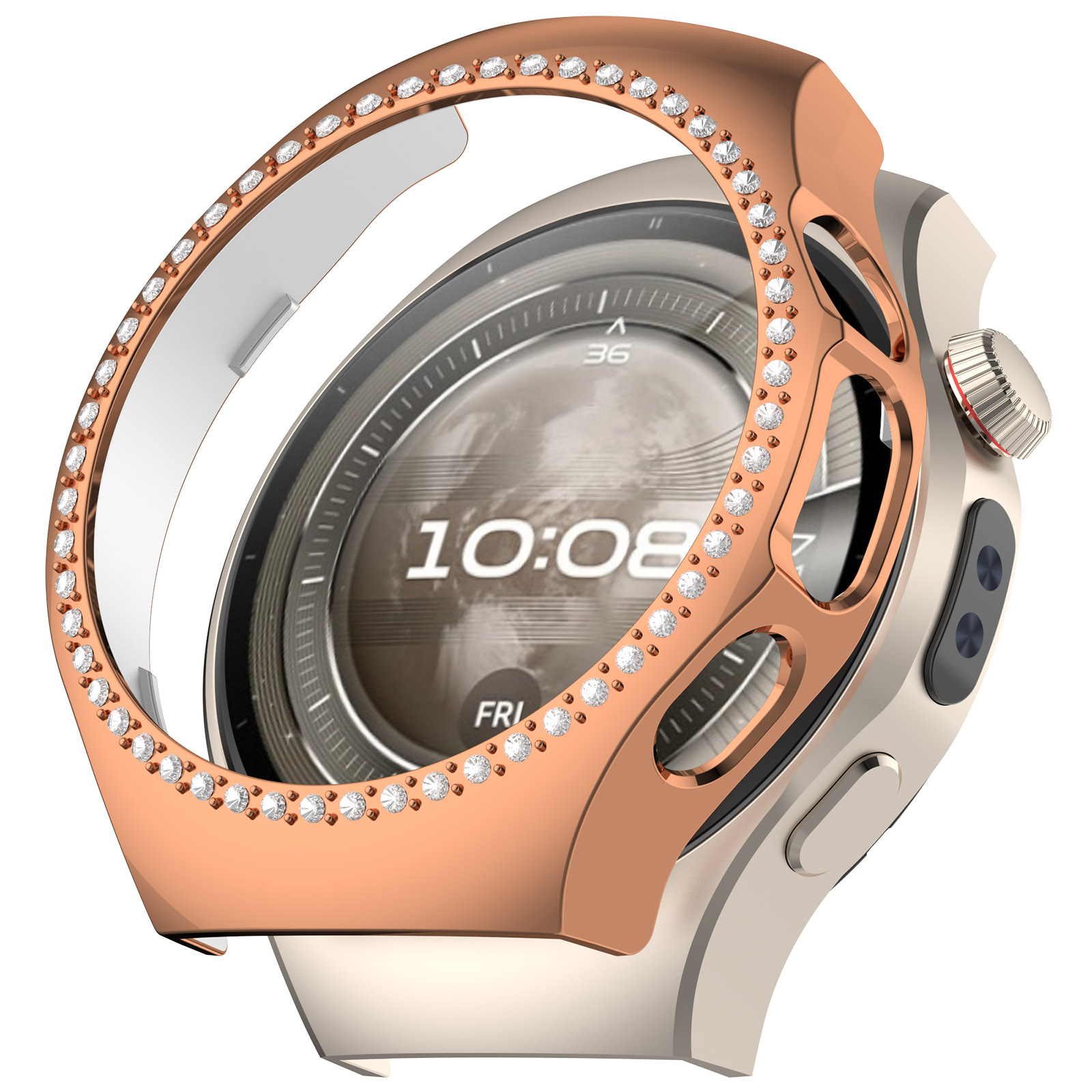 Huawei Жесткий защитный бампер со стразами для Huawei Watch 5, 42 мм розовое золото