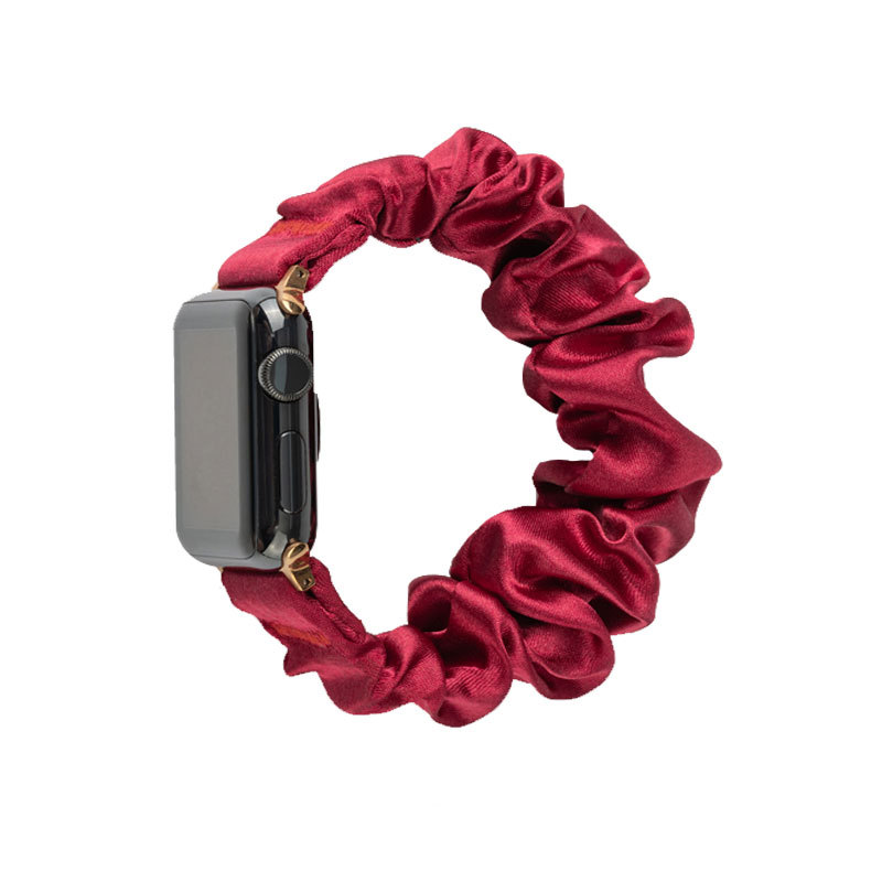 Apple Ремешок резинка для Apple Watch 1-9 / SE / ULTRA (42/44/45/46/49 мм), размер L атласный винно-красный