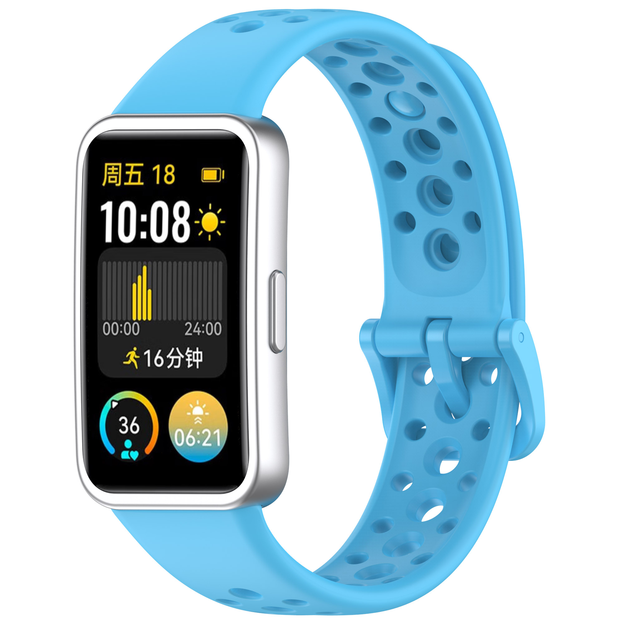 Huawei Силиконовый ремешок с вентиляцией для Huawei Band 8/9/10 небесно-голубой