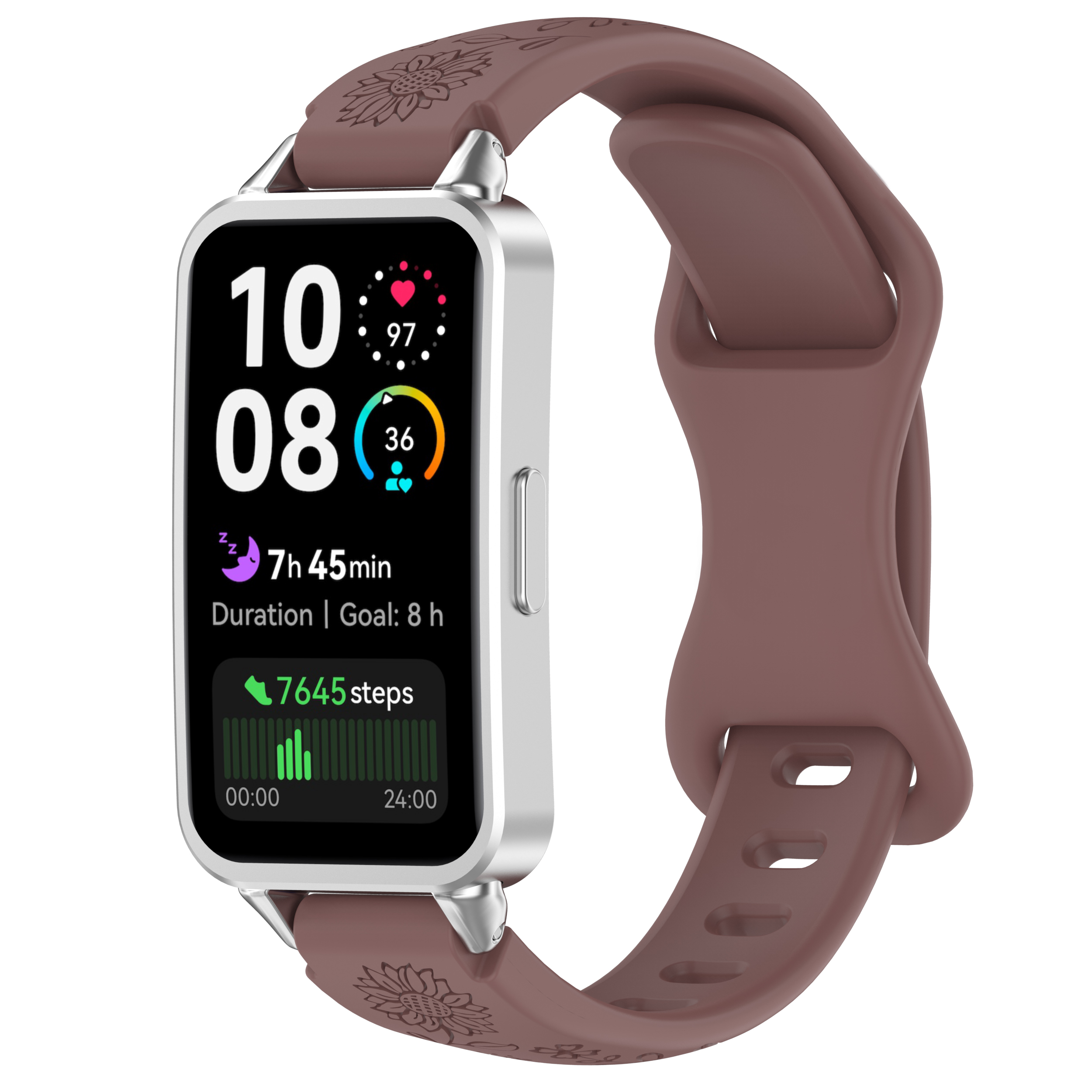 Huawei Силиконовый ремешок с рисунком для Huawei Band 8/9/10 дымчато-фиолетовый