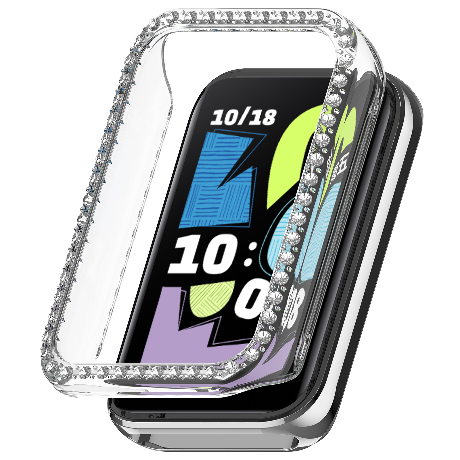 Honor Жёсткий защитный бампер со стразами для Honor Band 10 прозрачный