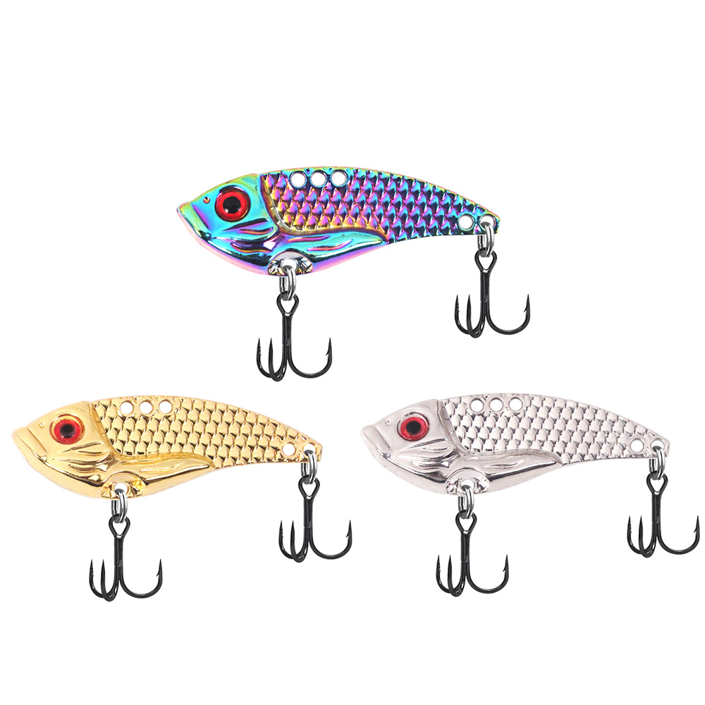 ГиперМол Набор рыболовных металлических виб-приманок, блесен цикада, с имитацией чешуи 3,5 см/5 г, 3 шт разноцветные
